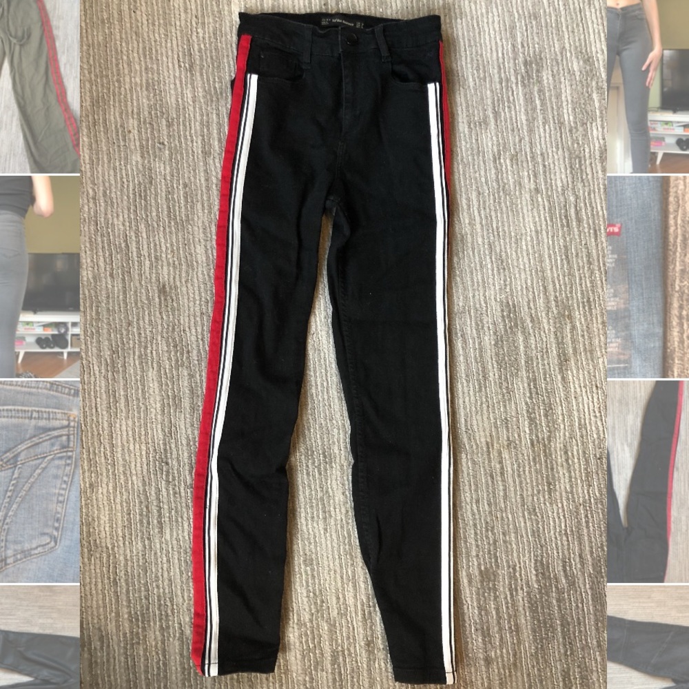 Zara black jeans with ribbon down side